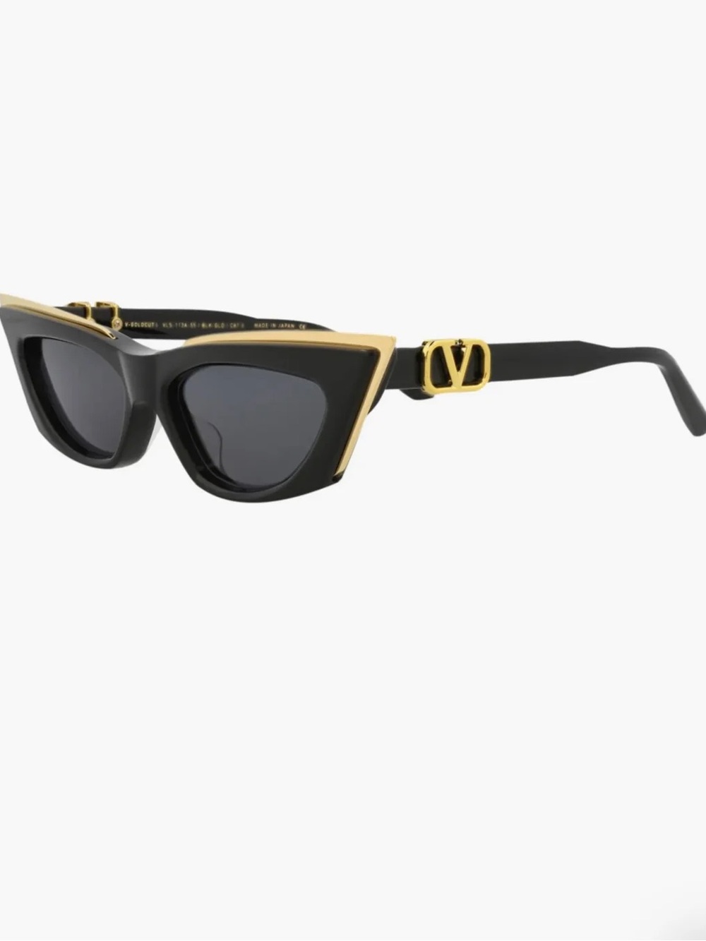 Valentino Black and Gold Cat-Eye Sunglasses with V Logo